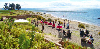Luquina Dancing on Titicaca Shore
